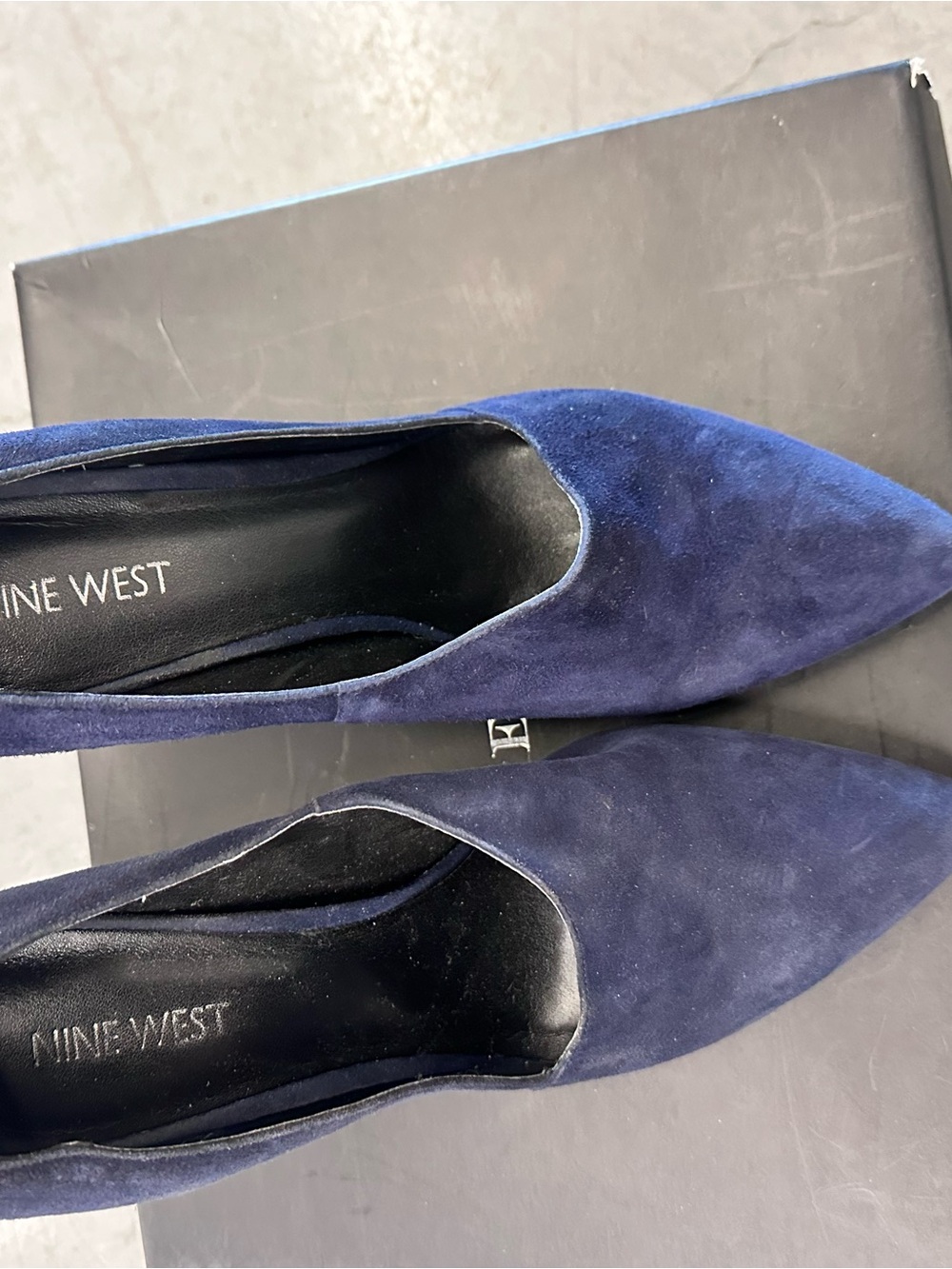 Nine West Navy Suede Pointed Toe Flats